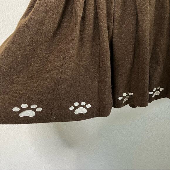 Kina and Tam The Paws Pleat Skirt Brown Dog Paw Wool Blend Womens Size XXL - Picture 5 of 8